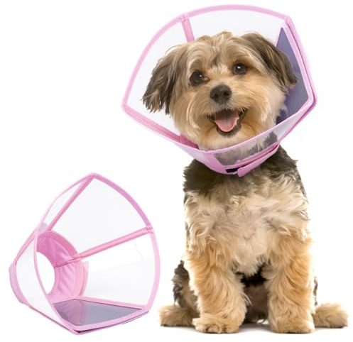 Hjumarayan Isabelino hundhalsband - hundklocka transparent och hopfällbar, hundhalsband för icke-repor kon för återhämtning, rosa S