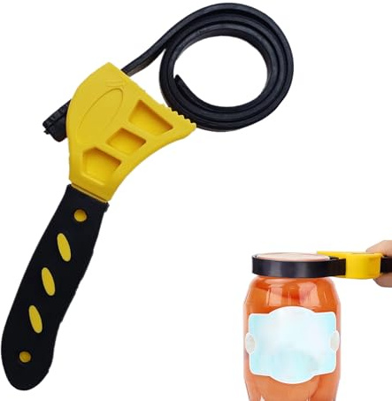 1PCS Rubber Strap Wrench Strong Grip 600mm Strap Pipe Adjustable Fits Various Sizes and Shapes Multi Purpose Rubber Wrench for Jar Opener, Pipes, Plumbing, Oil Filter, Shower Head, Water Filter