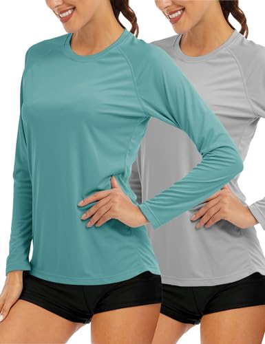 MAGCOMSEN SPF Shirts for Women Long Sleeve UPF 50+ Moisture Wicking Summer Water Shirt for Athletic Work Fishing Top XL