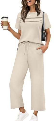 Summer Outfits for Women 2026 Lounge Sets 2 Piece Matching Sets Women's Clothing Two Piece Set Spring Fashion Beach Vacation Clothes Trendy Business Casual Outfits Cruise Loungewear Sweatsuits L