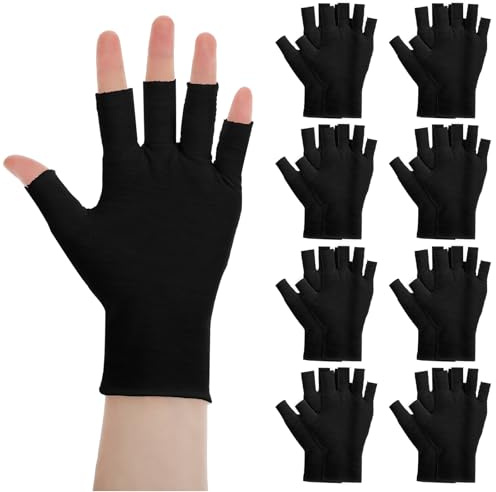 Heclia 8 Pairs Black Cotton Moisturizing Gloves Fingerless Touchscreen Moisturizing Gloves for Dry Hands Sleeping, Cotton Quilting Glove, Size M, Eczema Glove for Men and Women 7.09×4.33 inches