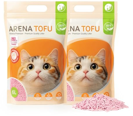 BESCH Pack 2 Arena de Tofu Aglomerante para Gatos 6L– 100% Natural, Biodegradable, Control de Olores y Bajo Polvo