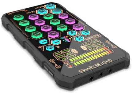 LUCKDANO K9 Handheld-Live-Soundkarte mit Sprachwechsel – 6 Gesangsmodi und 6 Spracheffekte – USB-Mixer für Karaoke und Aufnahmen – Kompakt und Benutzerfreundlich für Podcaster und Streamer