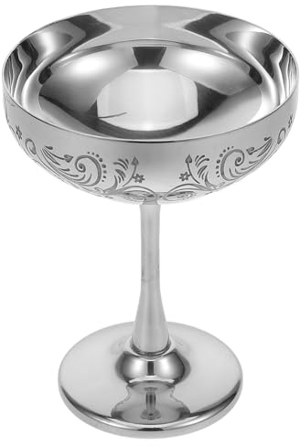 BRIGHTFUFU Coppa da Gelato in Acciaio Inox 304 Incisa, Ciotola da Dessert Elegante per Frutta e Snack, Calice da Antipasti Portatile per Casa, Ristorante e Feste
