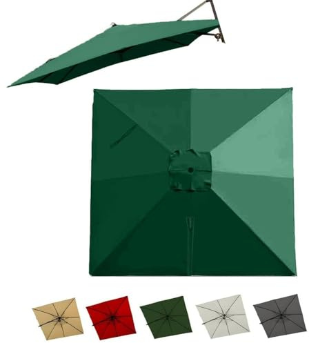 3x3.0m Telo Di Ricambio Per Ombrellone Decentrato, Copertura Di Ricambio Per Parasol Quadrato, Tessuto Per Ombrelloni Da Giardino Mercato(Green,3x3.0m/9.8x9.8ft)