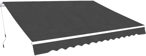 Kaorsrow Toldo con brazo articulado, 500 x 300 cm, antracita, toldo ajustable con marco de aluminio resistente y manivela para terraza y jardín, montaje en pared, protección solar