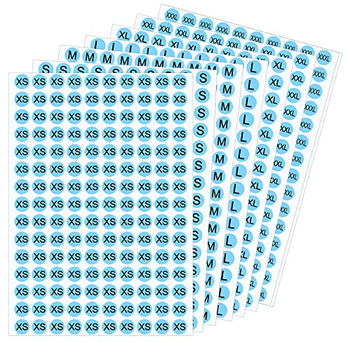 Wisdompro 4200 Stück Kleidergrößen Aufkleber, Selbstklebende Runde Etiketten in 7 Größen (XS, S, M, L, XL, XXL, XXXL), Kleidergrößen Etiketten für Kleidersortiment