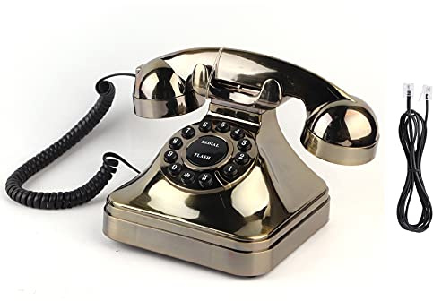 Archuu Téléphone en Bronze Antique, téléphone Fixe Vintage Bureau téléphone Filaire Magasin de numéros de Soutien, numérotation par Bouton pour Le Bureau à Domicile de l'appelant
