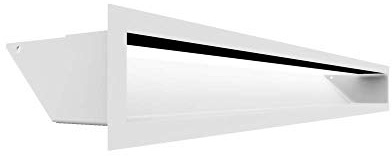 Grille de Ventilation KRATKI AIR | Grille d'air Chaud 9 x 80 cm | Blanc | Grille d'extraction pour Ventilation de cheminée | Prise d'air à Un Angle de 45 degrés | résistant à la surchauffe