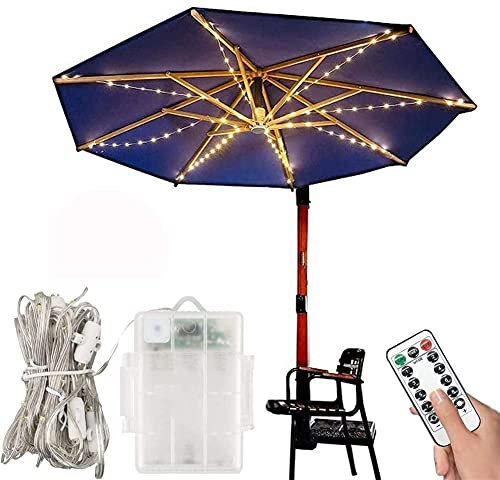 QAF Lampes pour Parasol Patio Jardin Parasol Lumière Parasol Éclairage LED Parasol Lumières Extérieur Parasol Éclairage Camping Tente Lumières Lampe Parasol Parapluie Lumière QAF210603(Color:Warm W