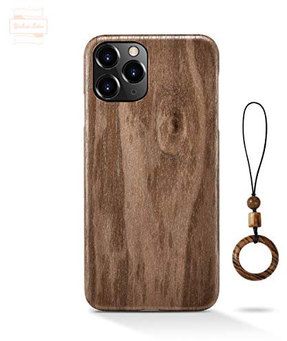 Yidai-Silu Coque iPhone 13/13 Pro Etui en Bois 【Œuvre d'art, Ultra-Fine 0,8mm】 Housse Case en Fibre d’Aramide de Protection Coque Antichoc pour iPhone 13/13 Pro 6,1 - Noyer Noir