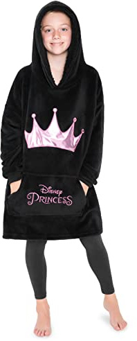Disney Felpe con Cappuccio per Bambine e Ragazze, Felpa Oversize Bambina Ragazza in Pile Mickey Minnie Stitch Taglia Unica(Nero/Rosso)