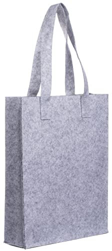 Brandsseller Filztasche ca. 40 x 30 x 7 cm | Freizeittasche aus Filz | Praktischer Shoppingbag | Einkaufstasche mit Henkel | Hellgrau