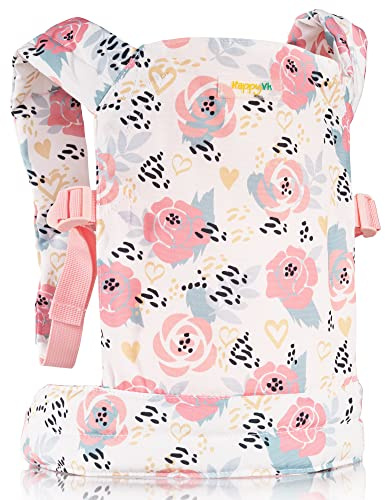HappyVk - Porta Muñecas - Porta muñecas para niñas pequeñas Delante y detrás - Rosas