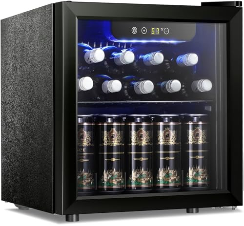Antarctic Star 12 Bottle 48 Can Beverage Refrigerator Cooler - Mini Fridge Glass Door for Beer Soda Drinks or Wine,Freestanding Beverage Fridge for Home and Bar with Adjustable Shelving, 1.3 Cu. Ft.
