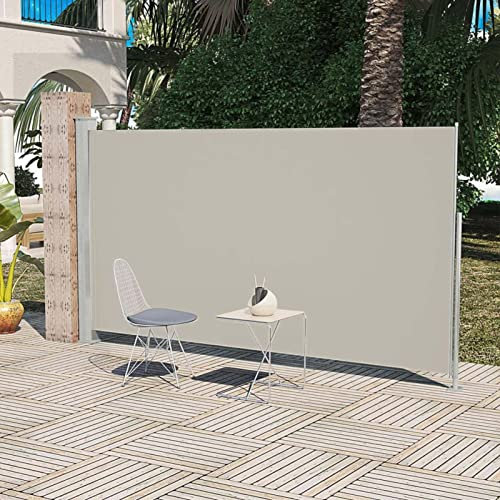 Yolola Toldo lateral extensible para terraza, toldo lateral, toldo vertical, protección visual, 160 x 300 cm, color blanco crema, toldo lateral, protección visual, balcón, protección solar, para