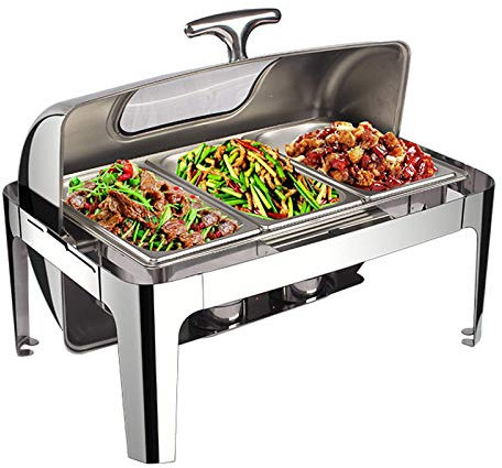 ACiyD Set di scaldavivande in Acciaio Inox, scaldavivande in Acciaio Inox, Piatto da Buffet, scaldavivande, Set Professionale per Catering, Buffet e Feste