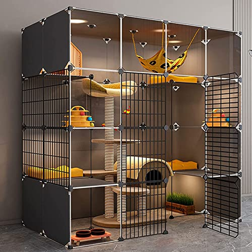 FANOYA Outdoor Katzengehege, Katzengehege Outdoor Groß, DIY-katzenlaufstall, Faltbar, Super Tragfähig, Dickerer Stahlrahmen, Sicherer, Einfach zu Montieren, 147*75*147cm