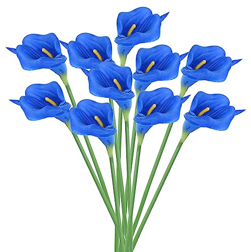PATIKIL 13 Artificial Calla Lily Flowers, 20 Stems Faux Permanent Flower Floral Arrangements Bouquet for Home Decor Wedding Table Centerpiece, Blue