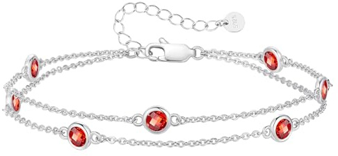 LOUISA SECRET Doppelkette Armband Damen 925 Sterling Silber Zirkonia Gold | Armbänder Verstellbar Valentinstag Muttertag Geburtstags Weihnachten Geschenk für Sie Frauen Freundin mama