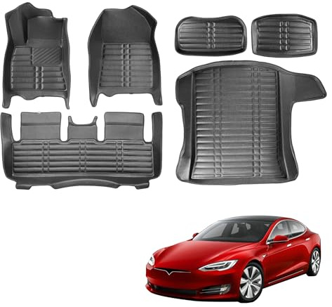 fussmattenprofi Fußmatten für Tesla Model 3 2017-2026 TPE-Kunstleder Allwetter Auto Fussmatten, Antirutschmatten Gummimatten, Allwetter Autofußmatten Zubehör