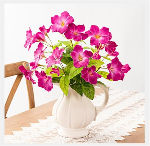 Künstliche Azaleen-Blumen für den Außenbereich, künstliche Azaleensträucher, Seidenblumen, Grün, künstlicher Azaleenstrauß für Terrasse, Rasen, Gartendekoration (lila-rot), 2 Stück