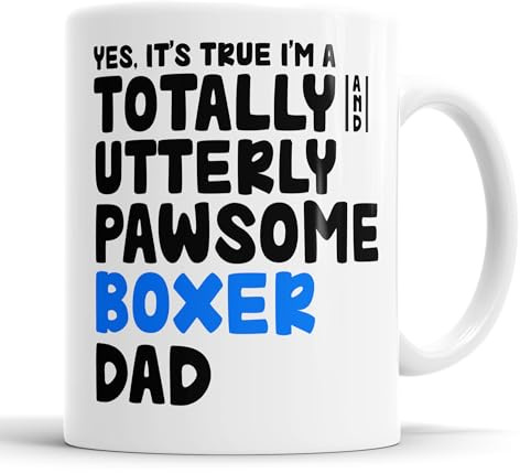 Faithful Prints Pawsome Dog Mug | Dog Cups | Dog Mum Mugs | Dog Dad Cup | Pawsome Mum | Pawsome Dad (Dad, Boxer)
