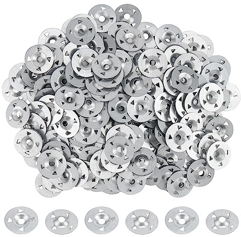 HAKZEON 600 Pcs 28mm Easy Fix Washers, 4 Claw Galvanised Steel Fixing Washers Set, Metal Washer Nail Gaskets Bulk for Insulation Thermoboard Tile Backer Boards