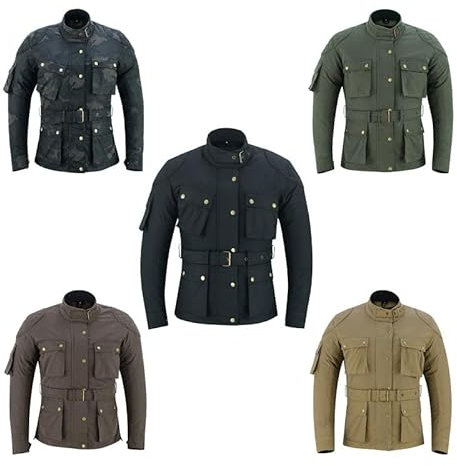 warrior gears Damen-Motorradjacke aus gewachster Baumwolle, 12 oz, lässige Damen-Motorradjacke mit CE-Schutzpanzerung, wasserdichte Freizeit-Textiljacke mit Netzfutter, normale Passform