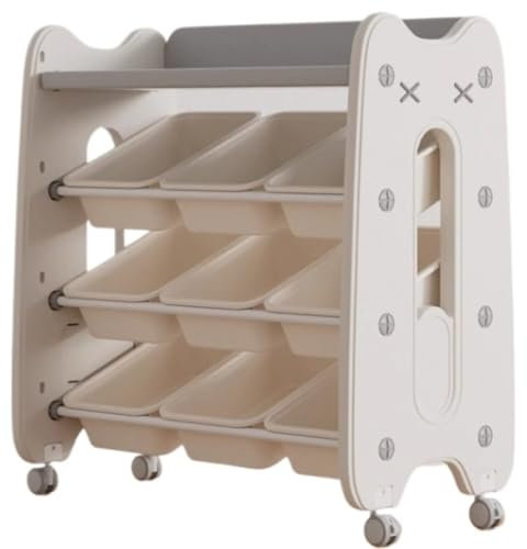 Spielzeug Organizer Spielzeug Aufbewahrung Regal 3-stufiger Spielzeug-Aufbewahrungsorganisator Mit 9 Abnehmbaren Spielzeugkörben Mit Rädern Für Wohnzimmer, Schlafzimmer, Spielzimmer Spielzeugregal