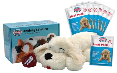 Original Snuggle Puppy Toys – Herzschlag-Welpe für Hunde – Linderung von Angst und Beruhigung bei Haustieren – Komfort-Hundespielzeug für Verhaltenstraining – plus 6 Wärmepacks