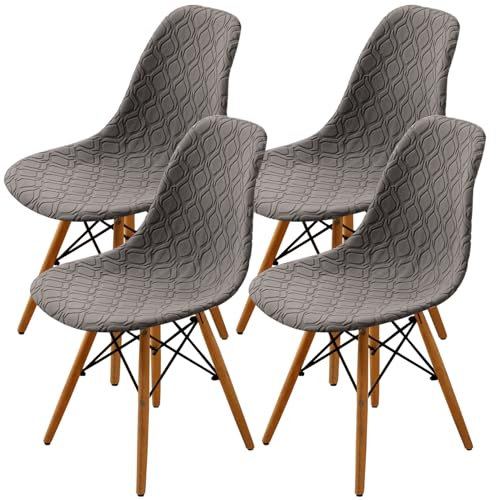 LANSHENG Stuhlhussen 4er Set, Stretch Stuhlhussen für Esszimmerstühle, Abnehmbarer Waschbarer Stuhlüberzug Stuhlbezug für Küche (Taupe, 4er Set)