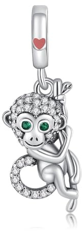 Lkwidi Charme Affe Charms Anhänger 925 Sterling Silber Charm Pendant für Europäische Armbänder und Halsketten