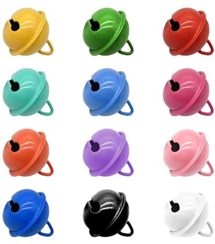 VOPIWOZ 36 Stück Glöckchen zum Basteln 22mm, Kleine Glocken in 12 Farben für Weihnachten, Mini Kugeln für Schmuckherstellung und Baumschmuck, Ferien Dekoration