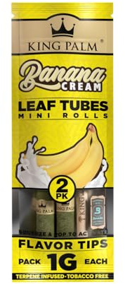 King Palm Mini Size Cones - 2 Rolls per Pack, 2 Packs - Pre Rolled Cones - Natural Cones - Corn Husk Filter - Preroll Cones - Prerolled cones with Filter (Banana Cream)