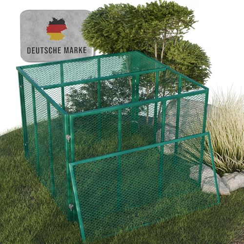 Heimfleiss® Komposter Garten Metall 750L 100x100x75 cm + Deckel, Verzinkt | Metallkomposter mit Stecksystem & Montage | Komposter Metall für Rasenschnitt & Biomüll | belüftet für schnellen Kompost