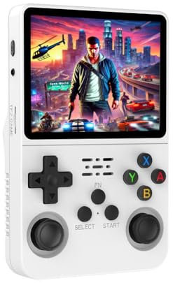 R36S Console Retrò Portatile - Schermo IPS 3,5, Scheda TF 64GB, 15.000+ Giochi, Sistema Linux Aperto, Lettore Video, Mini Console Arcade (Blanc)