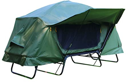 Camping Cot Tent Combo Set - Elevated Double Layer Rainproof Outdoor Camping Tent Cot Bed with Window, Gauze Storage Bag, and Foam Pad