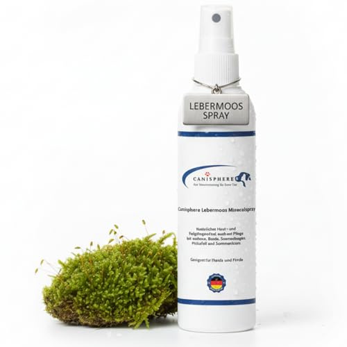 Canisphere Lebermoos Pflege-Mineralspray für Tiere - Sanfte Hautpflege mit Lebermoosextrakt, Aloe Vera & Lavendel - Beruhigende Fell- & Hautpflege für Hund, Pferd, Katze & Esel