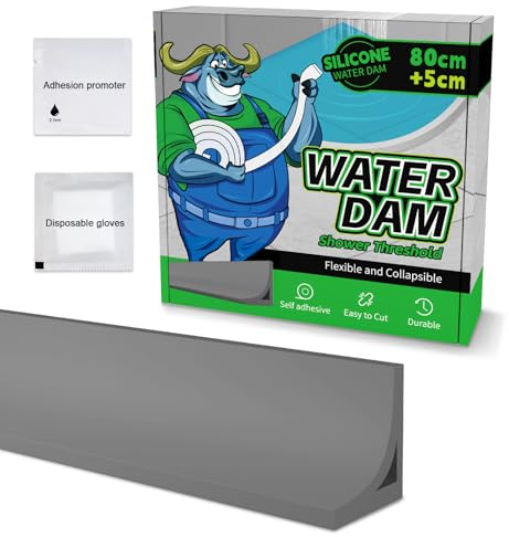 ALITAIYI wet room floor barrier for shower,Self-Adhesive shower threshold water barrier,Collapsible silicone shower tray sealing strip water dam,Shower-floor water barrier for Bathroom,kitchen