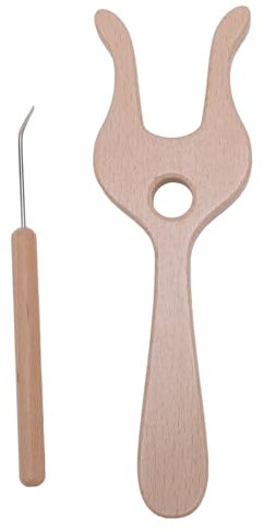 Kit à Fourche à Tricoter et à Aiguille, Kit à Aiguilles tissé Braider Multifonctionnelles avec Poignée en Bois Tresser le Crochet de Fourche de Fourche