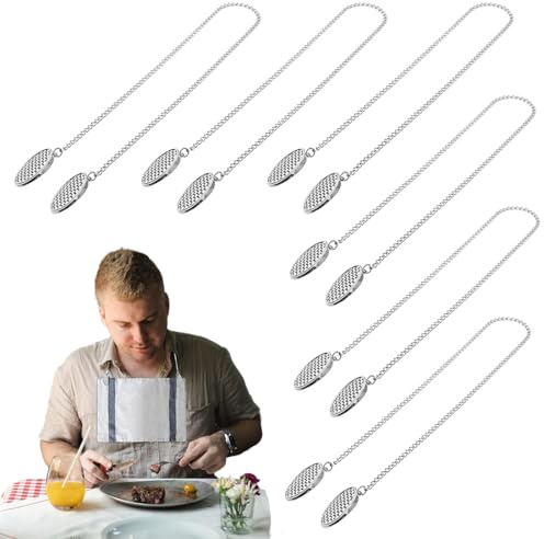 JEYORZY 6 Stück Serviettenkette Mit Clip, Serviettenhalter Edelstahl Serviettenklammern Lätzchenkette mit Klammern Hals-Ketten Serviettenkette für Erwachsene Senioren und Kinder