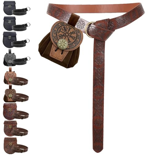 AUNGKWANG Ensemble d'Accessoires Médiévaux pour Homme et Femme, Costume Médiéval, Sac Banane Médiévale, Ceinture Médiévale, for Halloween Cosplay Easter Party Decoration