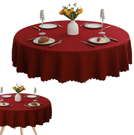 Bordsduk rund, 120 cm diameter, trädgård bordsduk, liten utomhus bordsduk rund, för trädgård, matsal, fester och hushåll (röd)