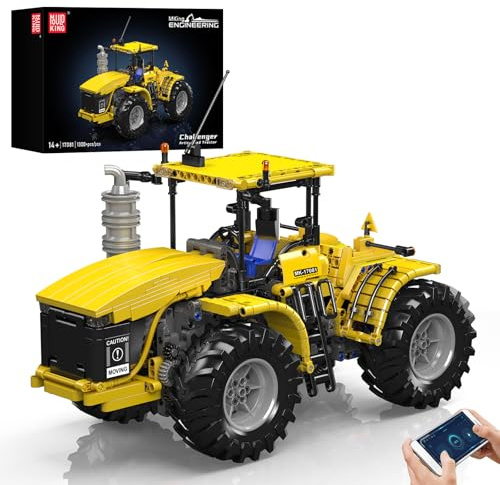 Mould King 17081 Technik Scharnier-Traktor-Baustein-Modell, APP ferngesteuertes Antriebsmodell für Landmaschinen, mit beweglicher mechanischer Struktur MOC Klemmbausteine Bausatz (1300+Teile)