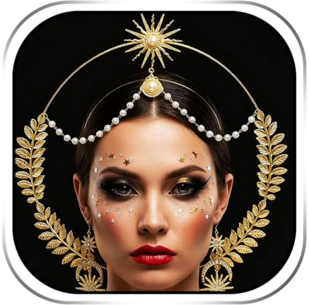 Handcess Halo Crown Headband Golden Greek Goddess Headpiece Celestial Pearl Mary Tiara Cosplay Costume Accessories for Women