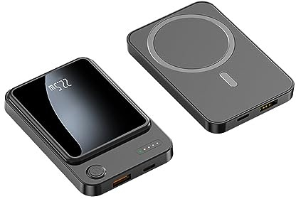 Batterie Externe sans Fil à Aspiration magnétique, 2 pièces, 15 W, Charge Rapide bidirectionnelle, PD20W, 10 000 mAh, Noir