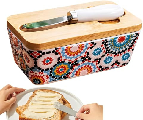 TyCylKu Beurrier - Récipient à Beurre en Céramique avec Couteau Intégré de Cuisine,Boîte Élégante et Pratique pour Cuisine Utilisation Quotidienne Table à Manger Réfrigérateur Réceptions