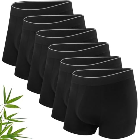 Uniexcosm Calzoncillos Hombre Boxer de Bambu Ropa Interior Hombre Boxer Brief Hombre Pack,Transpirables,Suaves y EláSticos,Sostenible,Negro 6,M
