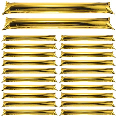 Ciieeo Bâtons Gonflables D’Encouragement Dorés 60 Cm, Lot de 32 Pièces en Aluminium Léger, Générateurs de Bruit Réutilisables pour Supporters, pour Événements Sportifs et Fêtes